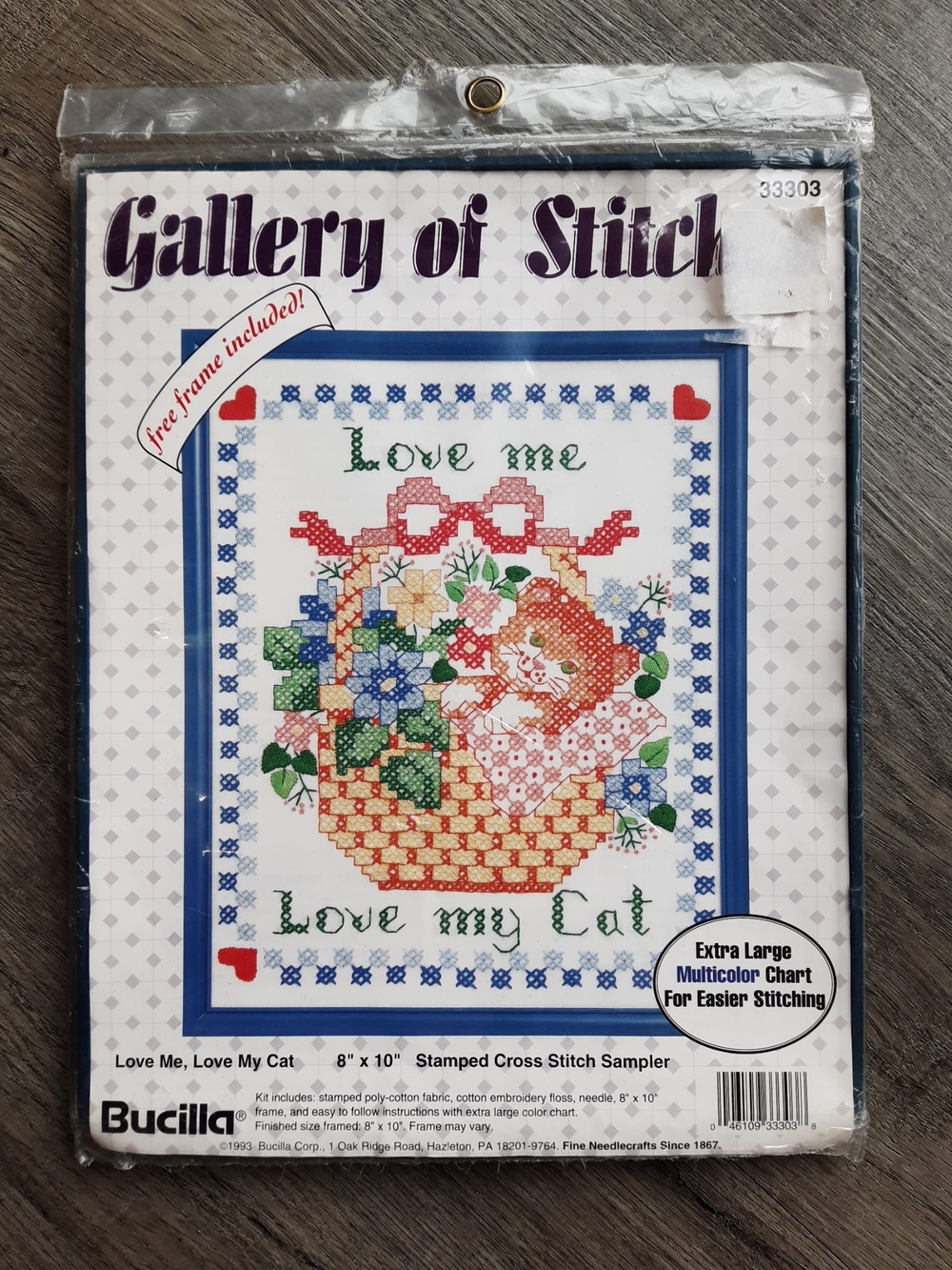 *2 for $20 deal* Bucilla Cross Stitch Kit — Cat in Flower Basket